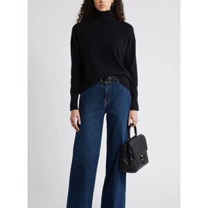 Nordstrom Cashmere Black Turtleneck Sweater Size Small